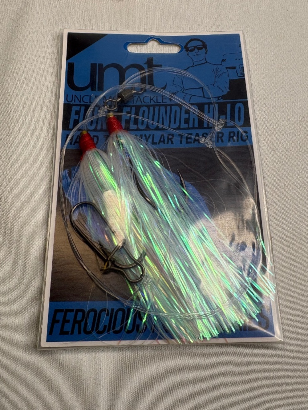 Uncle Mo's Tackle High Low White Mylar Teaser Fluke & Flounder Rig UMT-FF-MLR-1